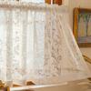 Sweet Style White Lace Window Edge Short Curtain, Pole Bag Style, Transparent Short Curtain French Style Cotton Light-transmitting Fabric Rodless