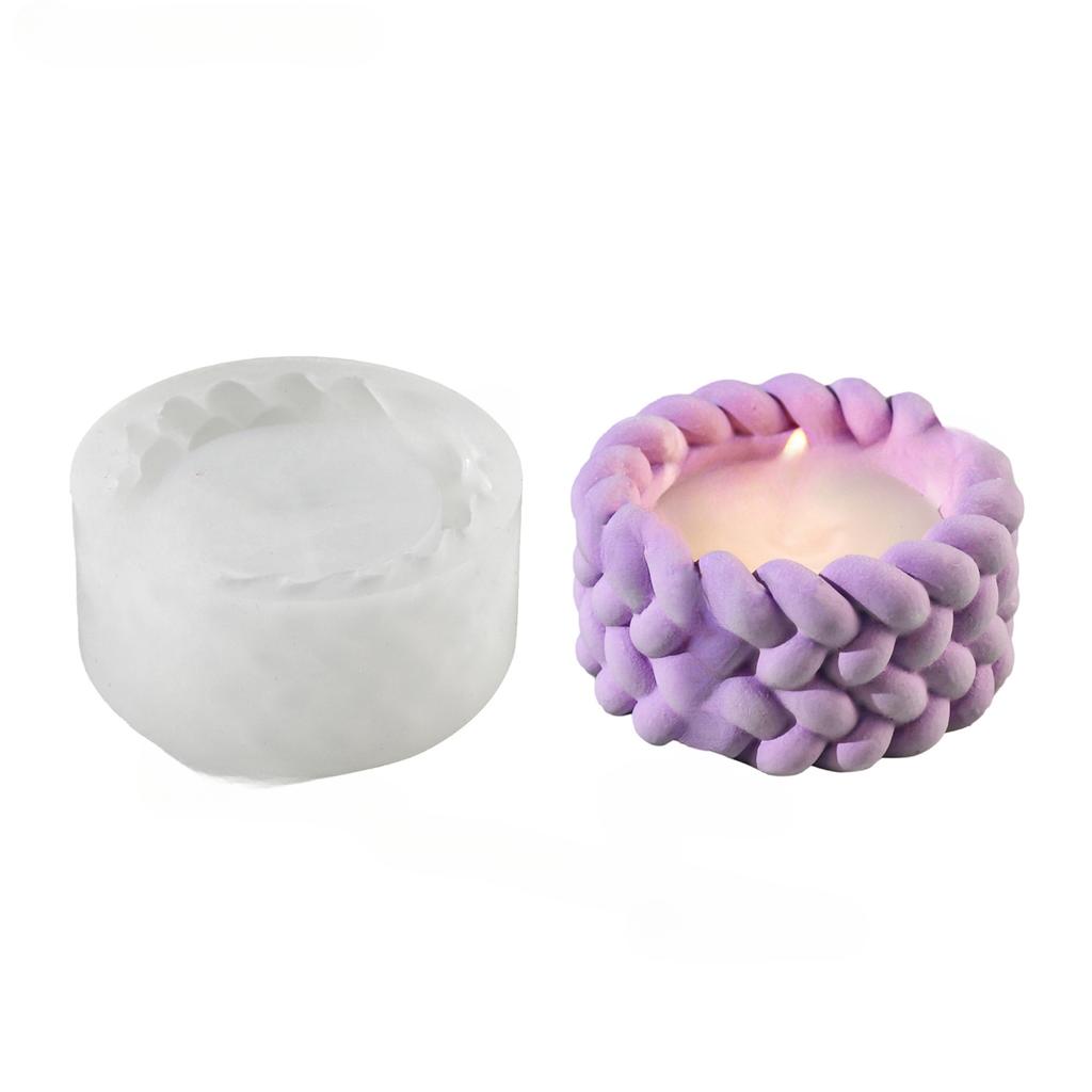 1PC Triumphant DIY Glue Mold Hemp Rope Candlestick Silicone Mold Candle Cup Gypsum Aromatherapy Storage Mold