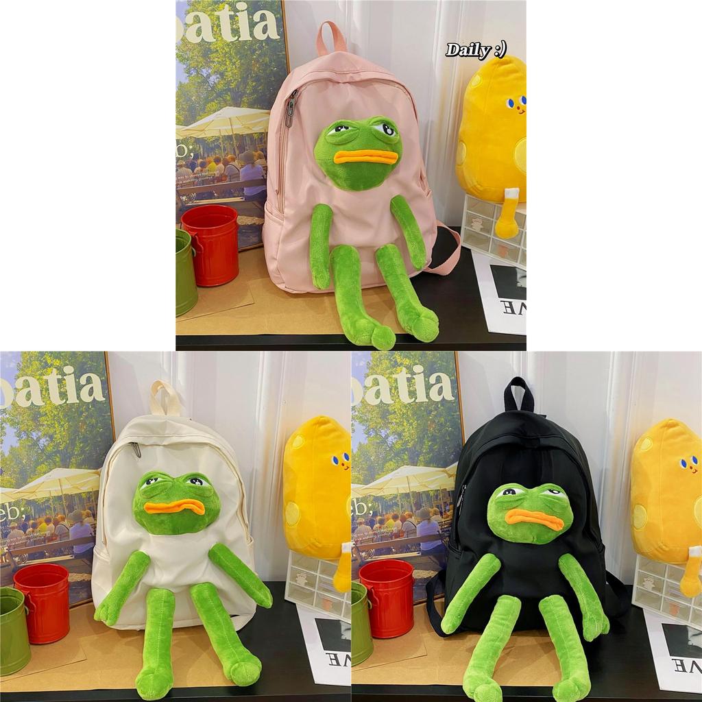 Cartoon-Frosch-Rucksack für Kinder und Jugendliche, Oxford-Stoff, lässige Schultasche mit Luftstrom-Komfort