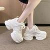 Fashion Women Chunky Sneakers 8CM High Platform Breathable Mesh Shoes Ladies Wedges Casual Shoes For Woman White Sports Dad Shoes 2024