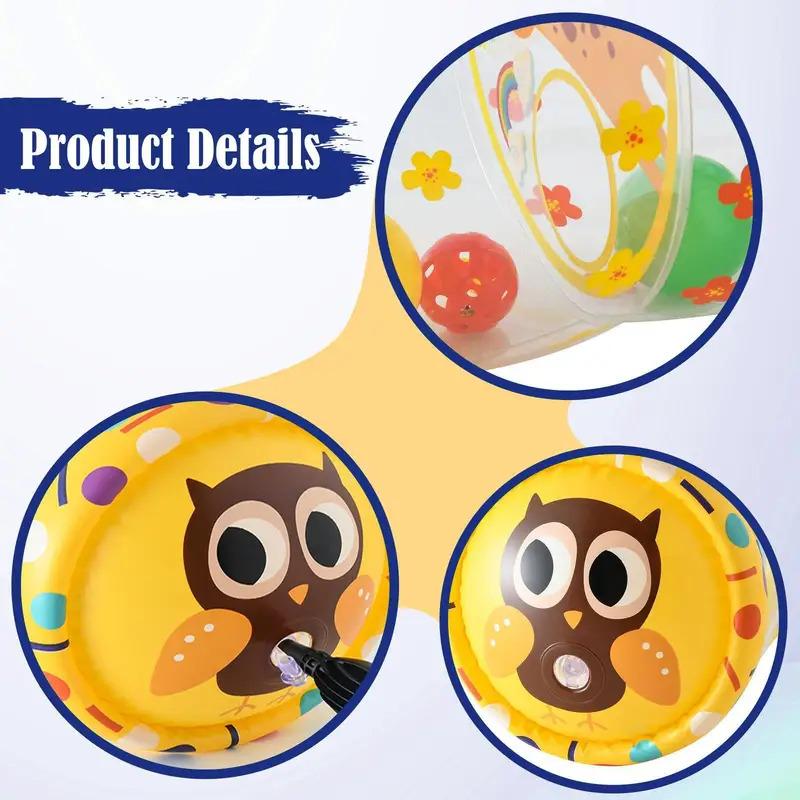 Inflatable Baby Crawl Along Roller with Bell PVC Developmental Practice Toy for Boys Girls Beginners