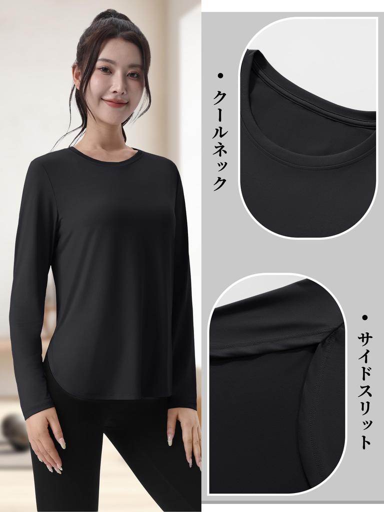 KEFITEVD Long Sleeve Sports UPF Yoga Running Side Solid Size 3XL Women's T-Shirt, 80+, Top, Quick-Drying, Breathable, Fitness, Shirt, Split, Color,
