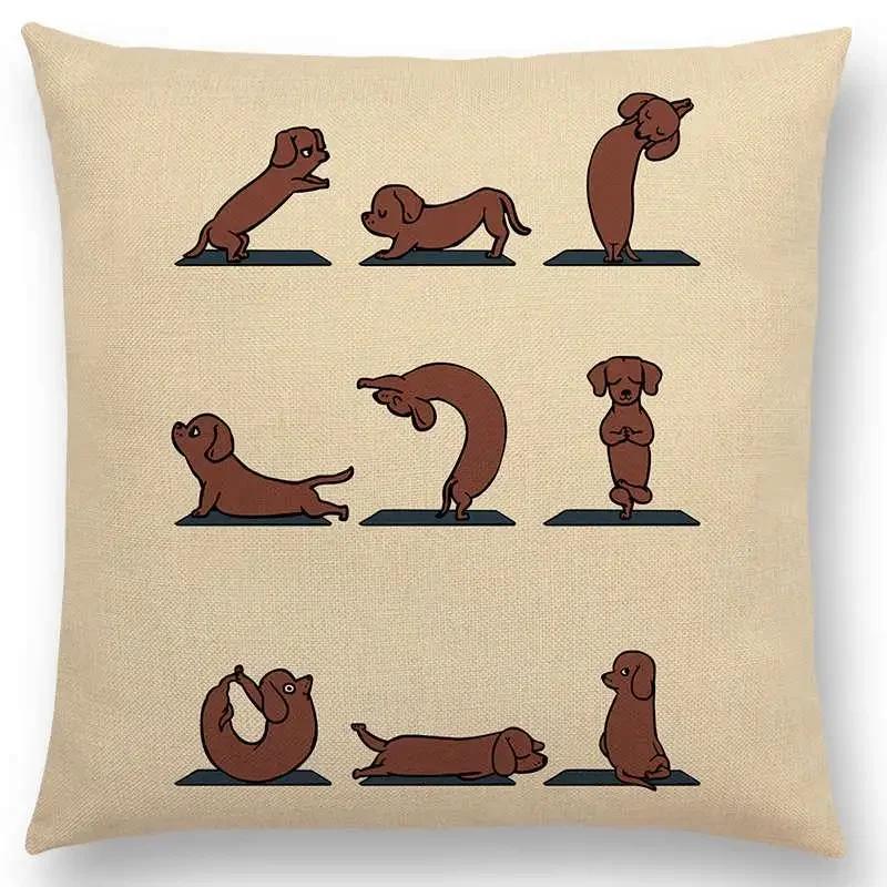 Mais Novos Animais Yoga Estampas de Desenho Animado Engraçadas Capa de Almofada Alpaca Coelho Dachshund Bull Terrier Hipopótamo Cães Panda Capa de Almofada para Sofá