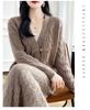 Autumn Women's V-neck Frog Button Wool Cardigan - Chinese Style Knitwear Jacket