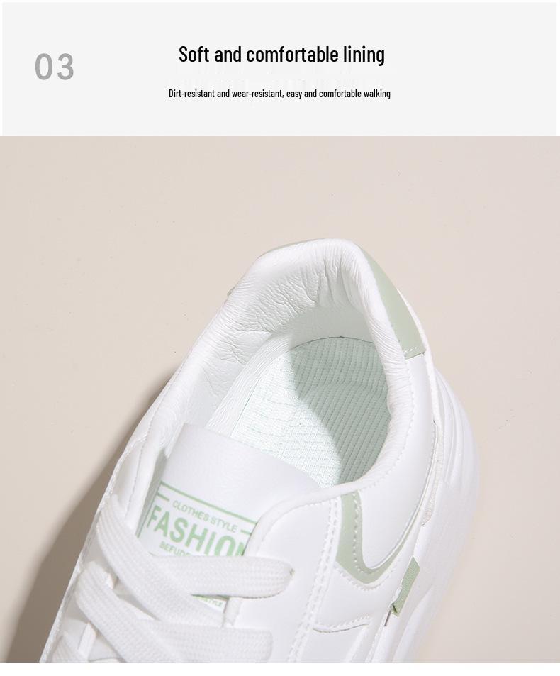 2024 Women's White Korean Style Thick Sole Sneakers: Versatile Autumn Casual Shoes