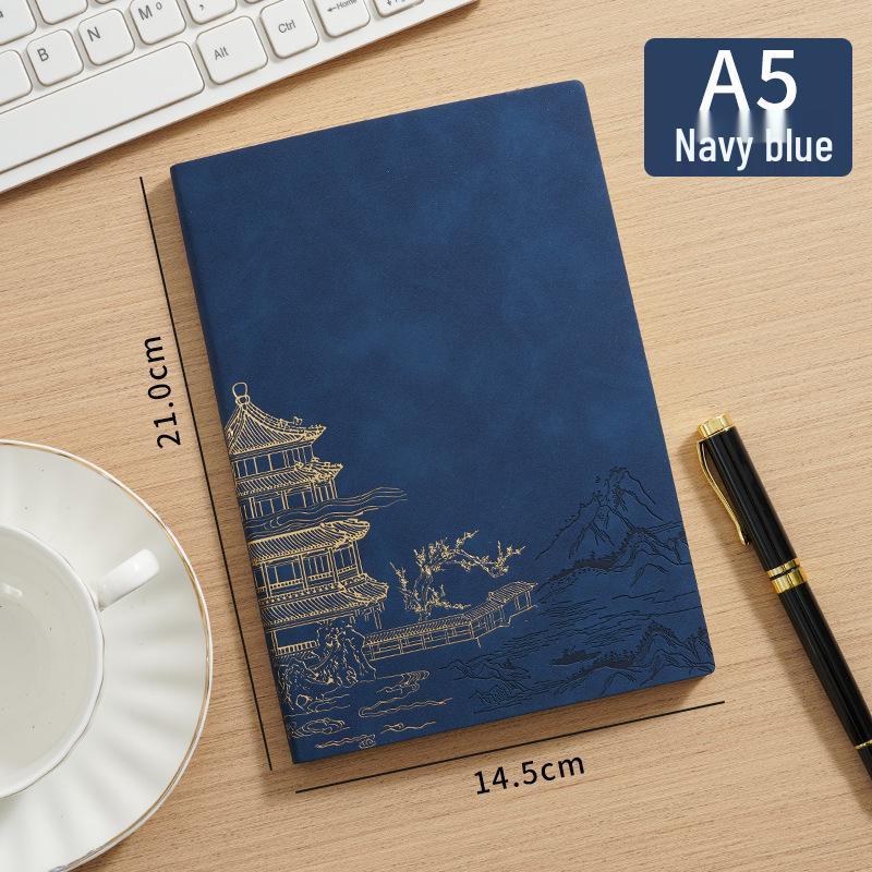 A5 Suede Leather Business Notebook, Custom Chinese-Style Diary with Logo Printing Options