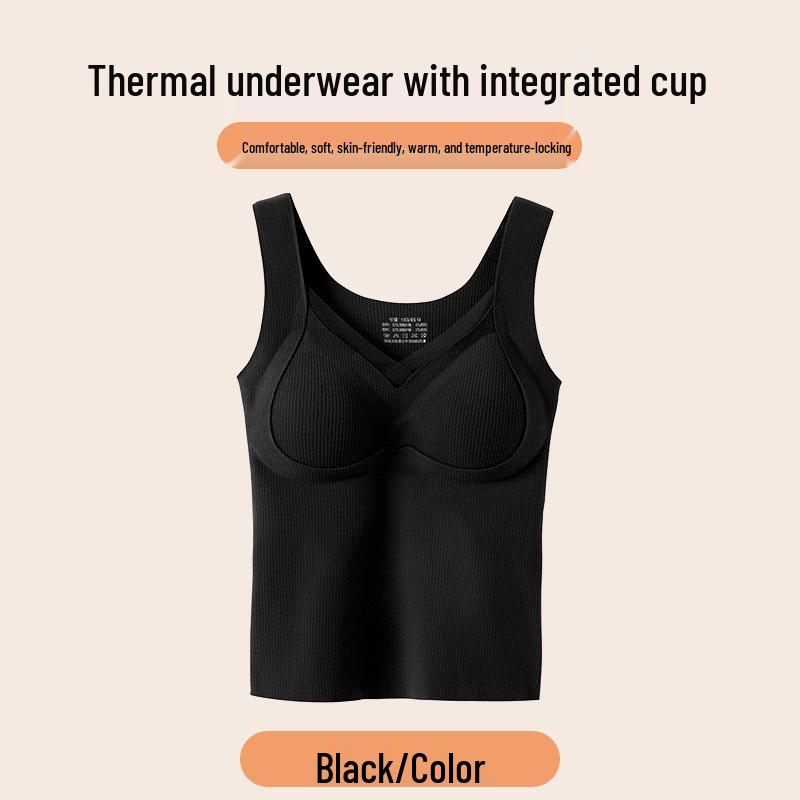 Women's Seamless V-Neck Vest - Warm, Slimming Base Layer with Built-in Support