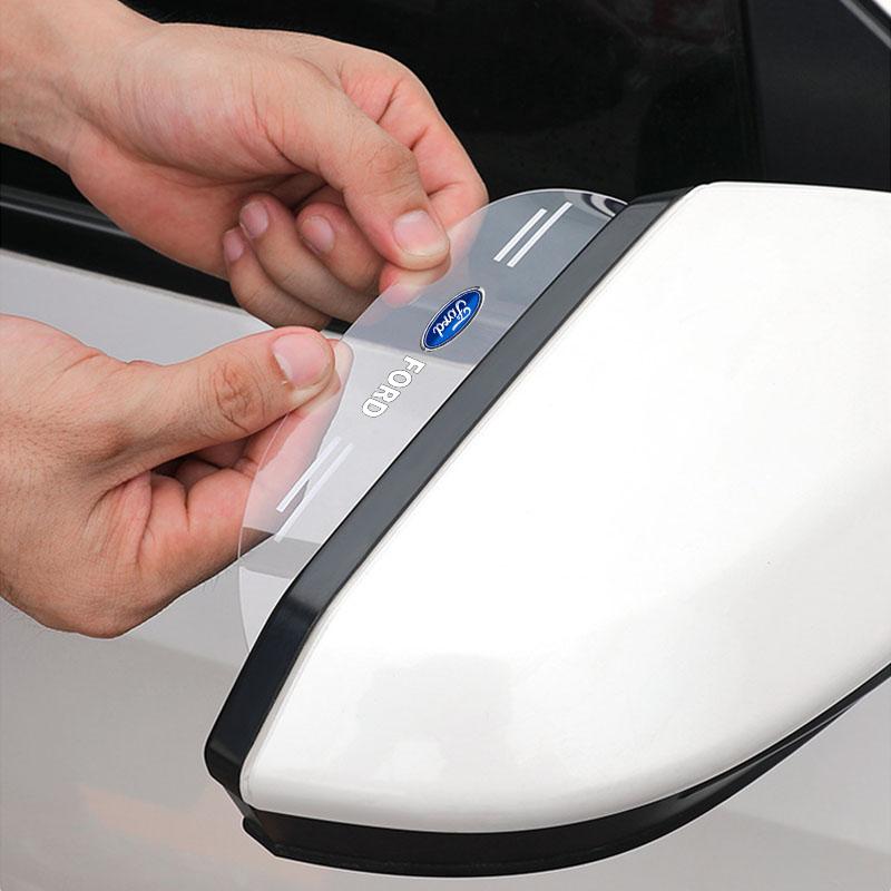 2Pcs Car Rear View Mirror Sticker Rain Eyebrow Auto Side Mirror RainProof Cover For Ford Focus Mk3 Fiesta Ranger Fusion Mondeo Fusion Kuga Ecosport