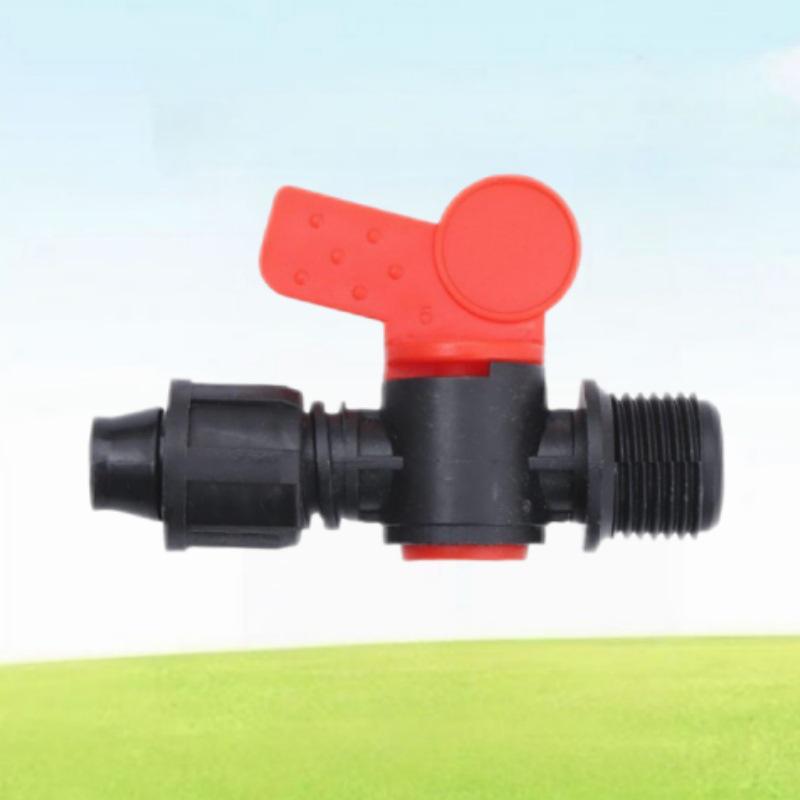 Agricultural Water-Saving Straight Valve: Lock Nut Male Thread, 16/20AK Drip Connector for Greenhouse and PE Pipes.