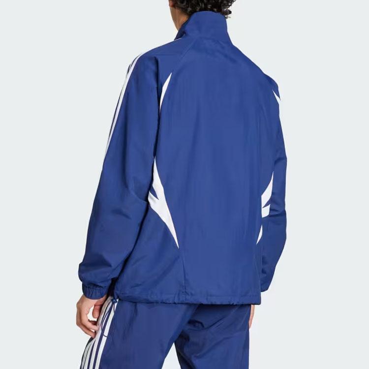 Adidas Originals Vintage Sports Jacket With Embroidered Logo And Color Block Stripes Men Jacket Blue IY2091