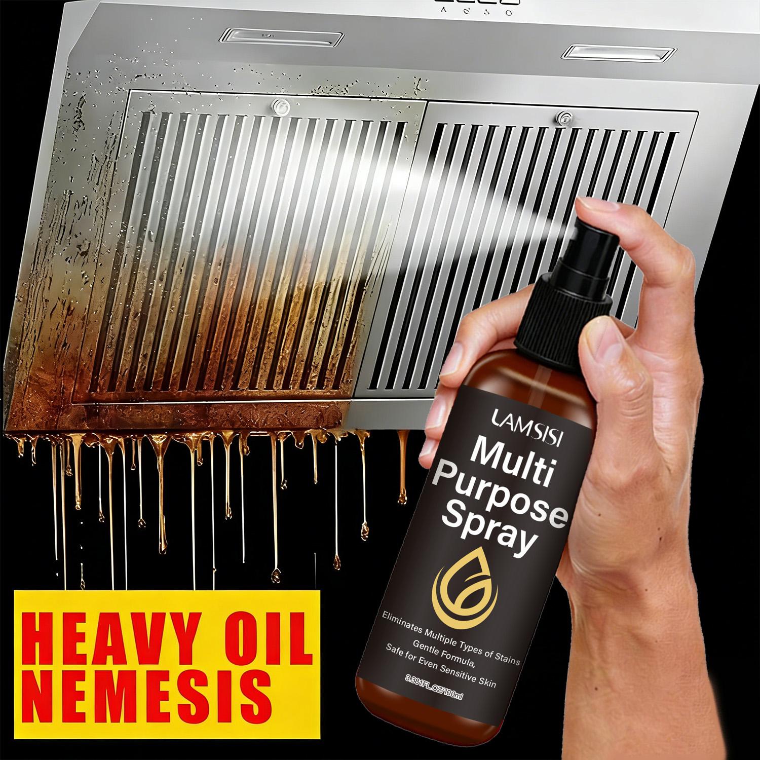 

Multi Purpose Spray-Fresh Scent Without Beng Pungent-Repid Penetration Easily Remove Oil-Does Not Hurt The Utensils-100ml