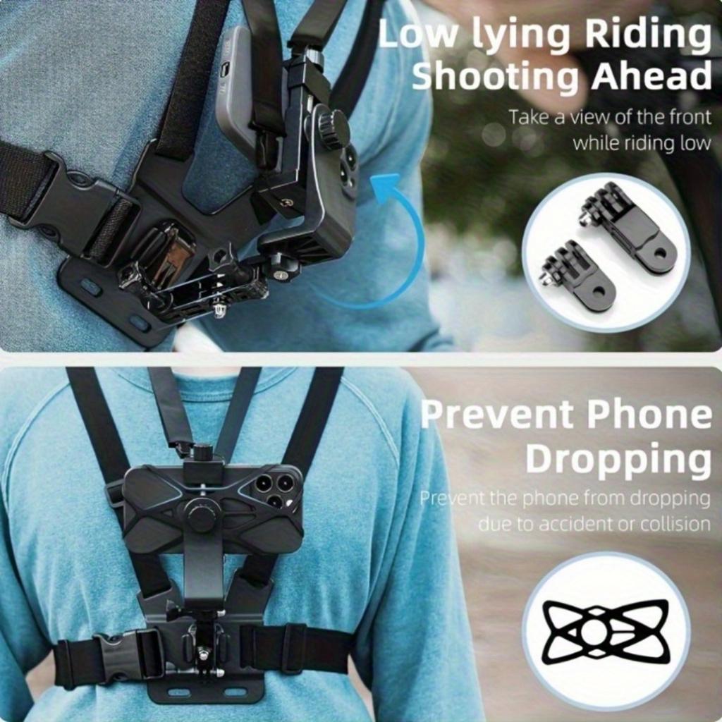 7-in-1 Anti-Shake Phone Chest Strap, Adjustable ABS Lanyard, Compatible with Phone & Camera Mount