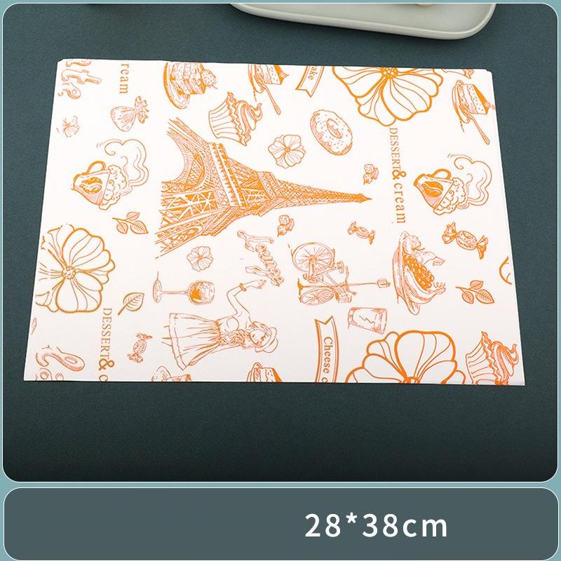 28x38cm Multifunktionale Haushaltsablage Spezielles Papier Kommerzielles Ölbeständiges Pad Papier Cartoon Muster Sandwichverpackung Burger Brot Backblech Papier