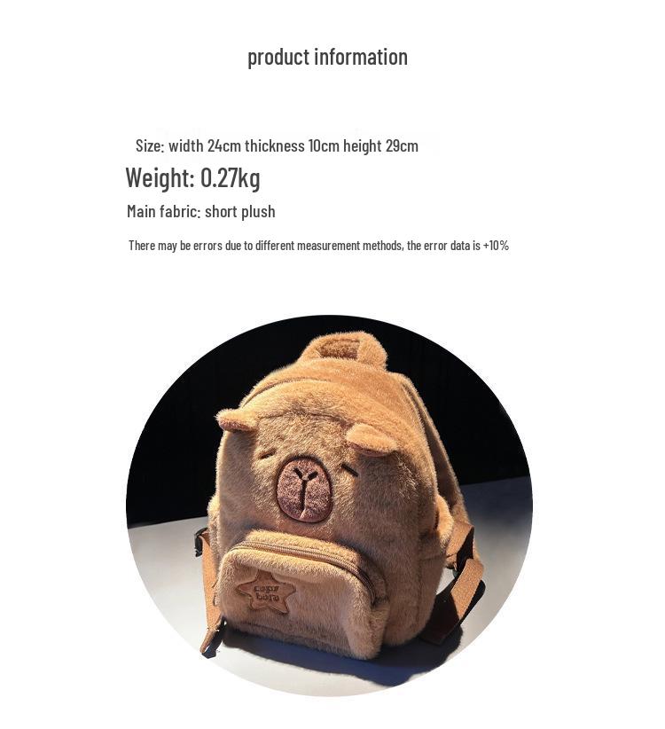 Capybara Plush Backpack: Cute, Versatile Cartoon Bag for Students