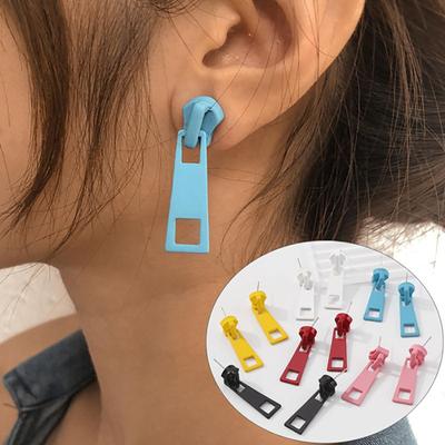 Fashion Personality Zipper Stud Earrings For Women Men Trend Hip Hop Punk Jewelry Korean Creativity Colorful Unusual Earrings
