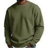 Mens Long Sleeve Waffle Knit Thick Crew Neck Sweatshirt