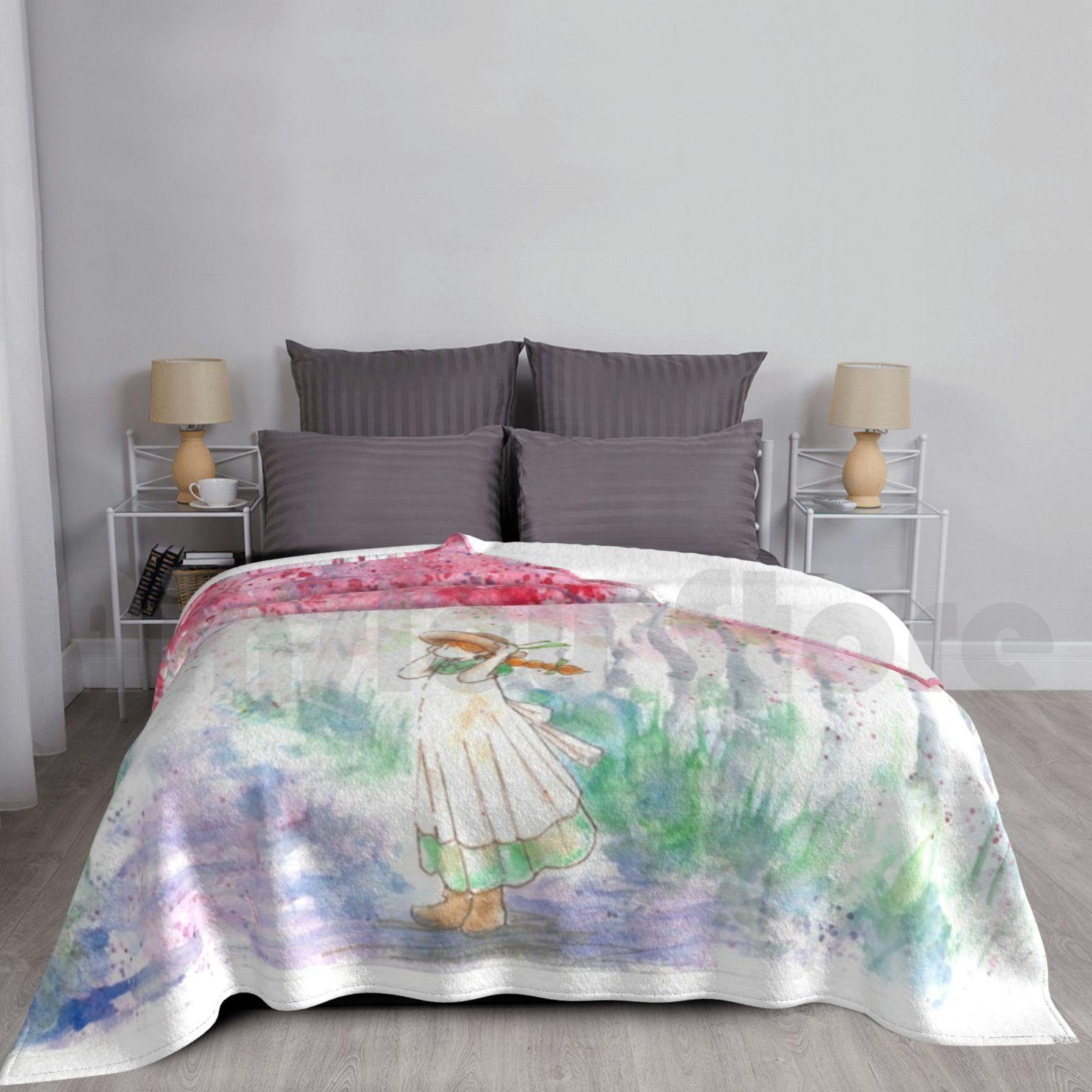 Anne Of Green Gables Blanket For Sofa Bed Travel Anne Anne Of Green Gables Cherry Blossom Spring Size: 75*100cm, Weight: 230 GSM
