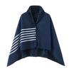 140*100cm Warm Flannel Blanket Shawl Thicken Wearable Scarf Women Retro Stripe Warm Shawl  Winter