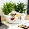 Miniature Dogs Garden Statue Flower Pot Hangers Ornament Resins Dogs Figurines Plant Pot Decorations for Yard Outside