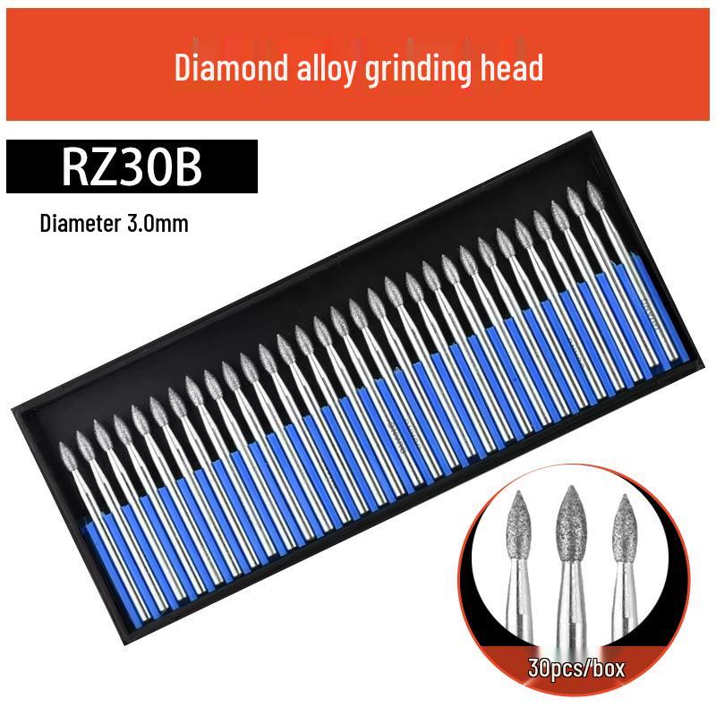 3mm Diamant-Karborund-Schleifkopf für Elektro-/Druckluftschleifer - Kugelförmige Nadel zum Gravieren & Aufbohren