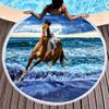 Horse Round Beach Towel,Wild Horse Beach Blanket Shawl Soft Microfiber Cowboys Western Farmhouse Rustic Theme Towel For Picnic