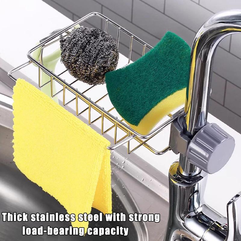Faucet Rack Kitchen Stainless Steel Sink Storage Rack Household Sponge Rag Dishcloth Drain Rack Hanging Basket