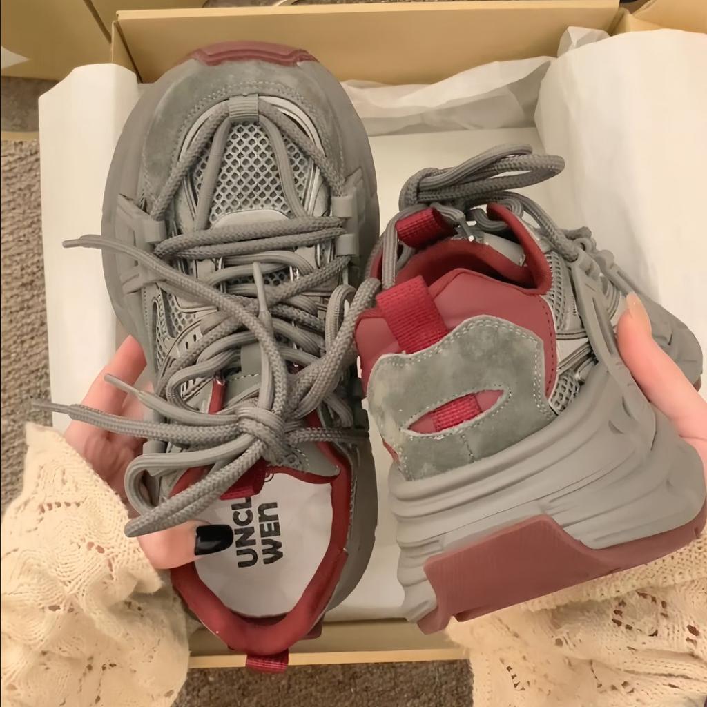 Casual Lace Up High On Platform Dad Shoes for Women New In Spring Autumn Sneakers Sale Korean Fashion 2025 Cheap Woman Footwear