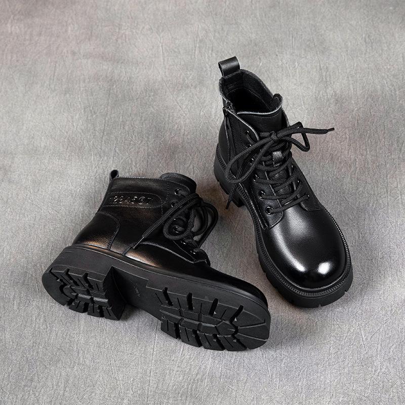 

Ботинки Мартин из коровьей кожи первого слоя женские осень-зима 2025 новые ретро на шнуровке кожаные универсальные резиновые короткие ботинки женские ботинки 35