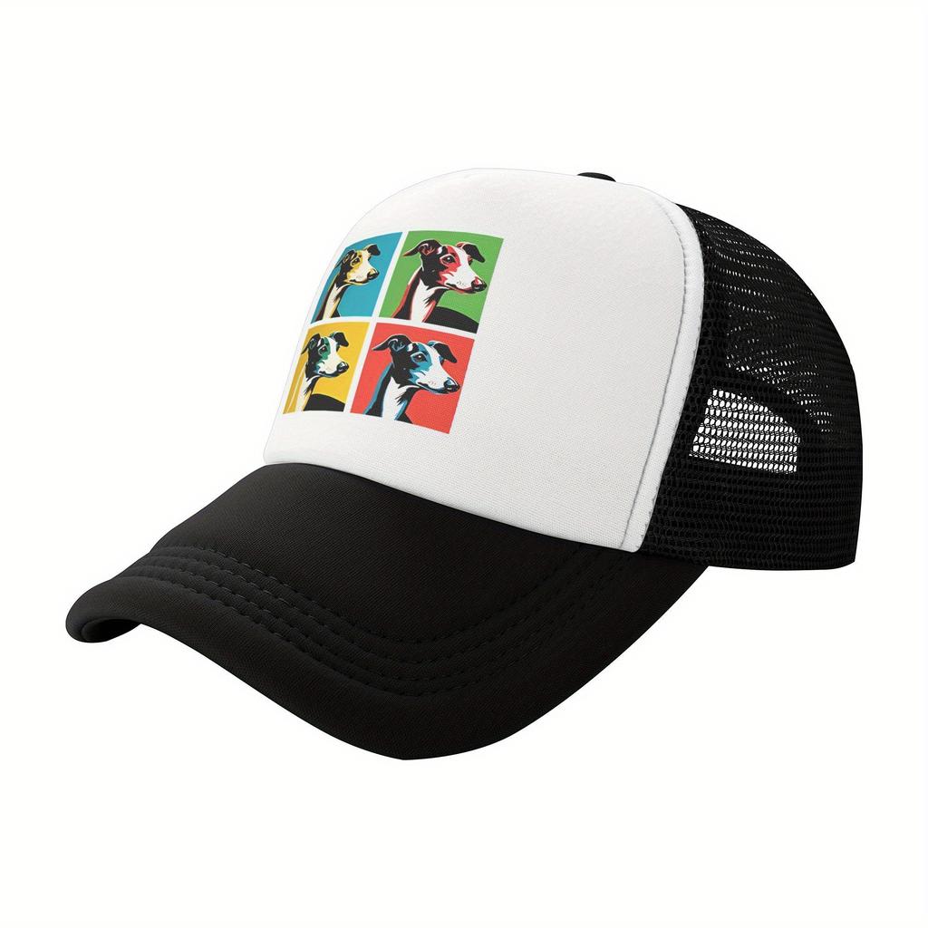 Italian Greyhound Pop Art Trucker Hat Breathable Mesh Adjustable Baseball Cap Casual Gift