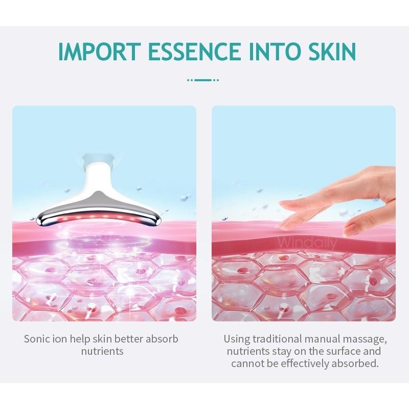 2.5W Neck Face Beauty Device LED Lights Photon Therapy Massager Wrinkle Remove Skin Care Massage Facial Tool