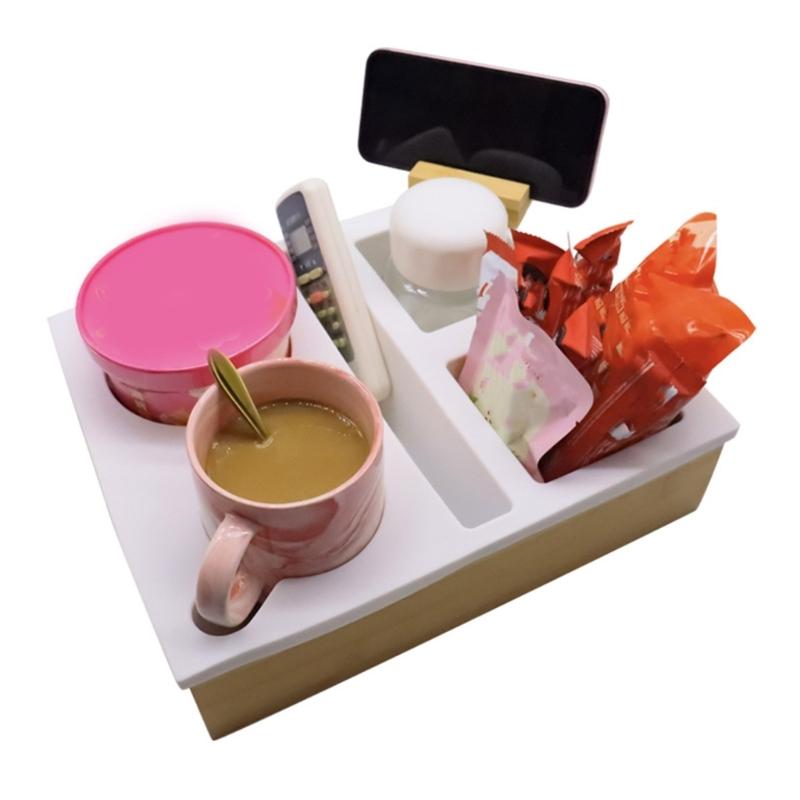Multifunctional Silicone Organizer for Cups and Smartphones Practical Couch Cup Holder Tray for Snacks Beverages Rack