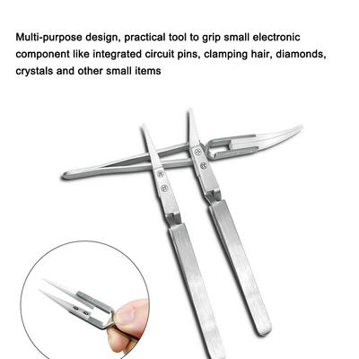 Stainless Stee Tweezer with Anti Static Acid Resistant Reverse Ceramic Precise Clamping Head