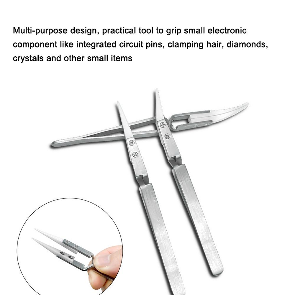 Stainless Stee Tweezer with Anti Static Acid Resistant Reverse Ceramic Precise Clamping Head