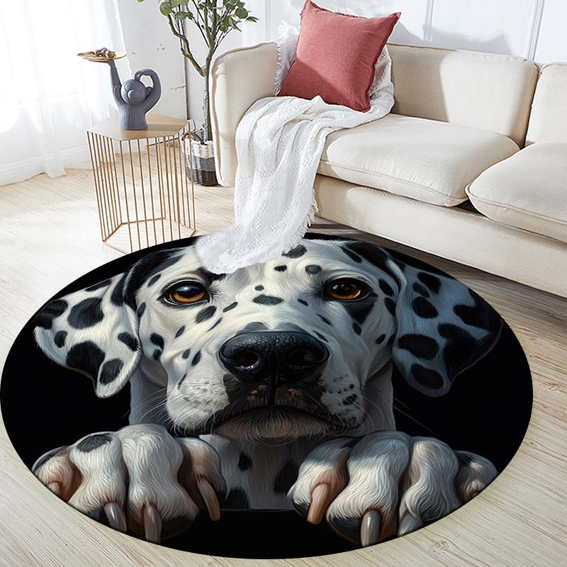 Dalmatian Pattern Round rug,Carpet Rug for Living Room Bedroom  Playroom ,Non-slip Floor Mat,Holiday Gifts and Birthday Gifts.