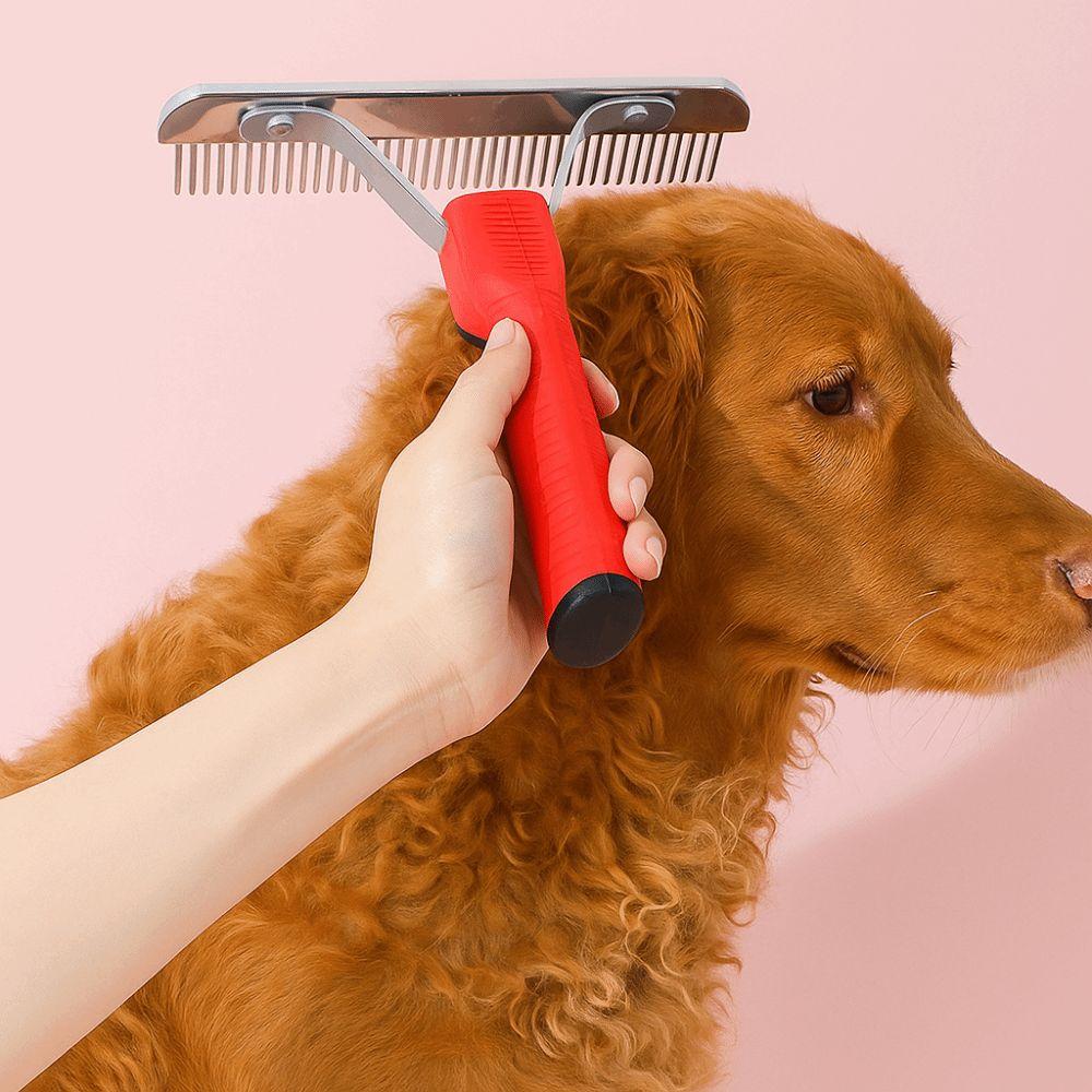 Practical Steel Comb Pet Grooming Rake Long Tooth Anti-Slip Handle Dog Rake Comb Cat Dematting Brush for Cats Dogs