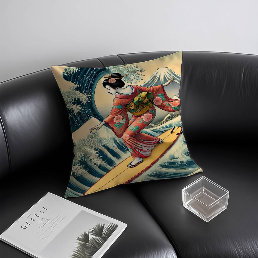 Japanese Ocean Day Pillow Case Anti-dustmite Invisible Zipper Sofa Bed