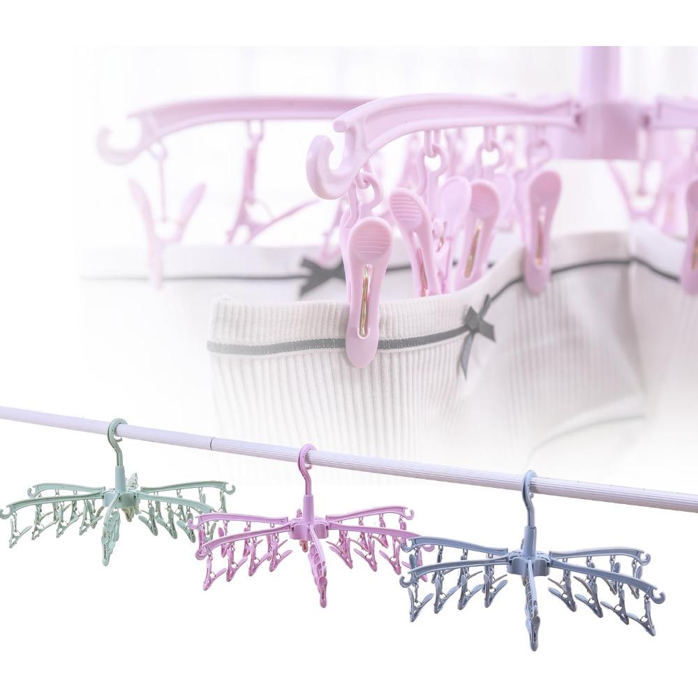 Foldable Drying Rack with 24 Clips for Drying Socks Lingerie Baby Clothes Drying Towels Rotatable Sock Drying Rack