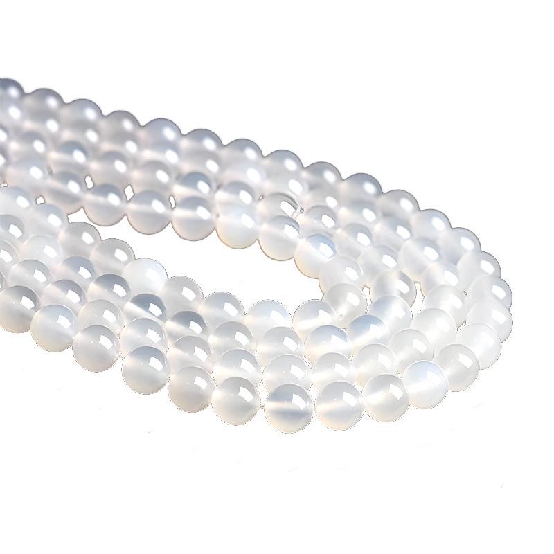7A Transparent White Agate Round Beads for DIY Handmade Jewelry Bracelet Accessories