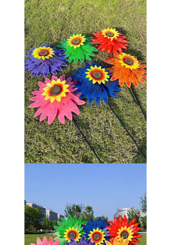Children's Double-Layer Rotating Sunflower Pinwheel Outdoor Decoration