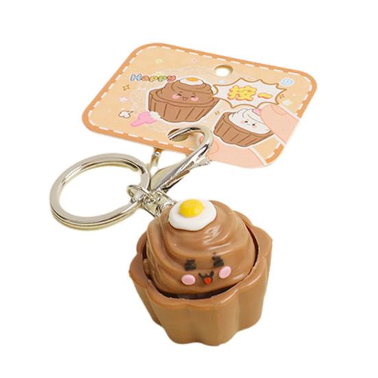 

Cartoon Cake Clicker Keychain Toy Stress Relief Decompression Button Fidget Key Ring Backpack Hanging Decoration Bag Charm Purse кофейный