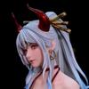 Brand New One Piece Yamato Figure Hot Kimono Kneeling Pose 18cm Red Devil Horns Long Silver Hair Collectible Model Ornament