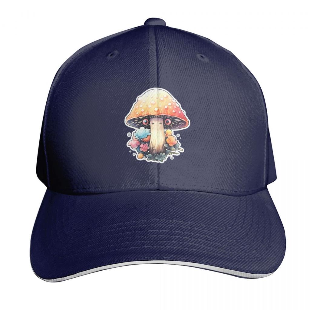 Colourful Unisexga Mushroom White Drawing Happy Cute Nature Kawaii Woods Forest Baseball Cap cute Beach Luxury Women Unisexs