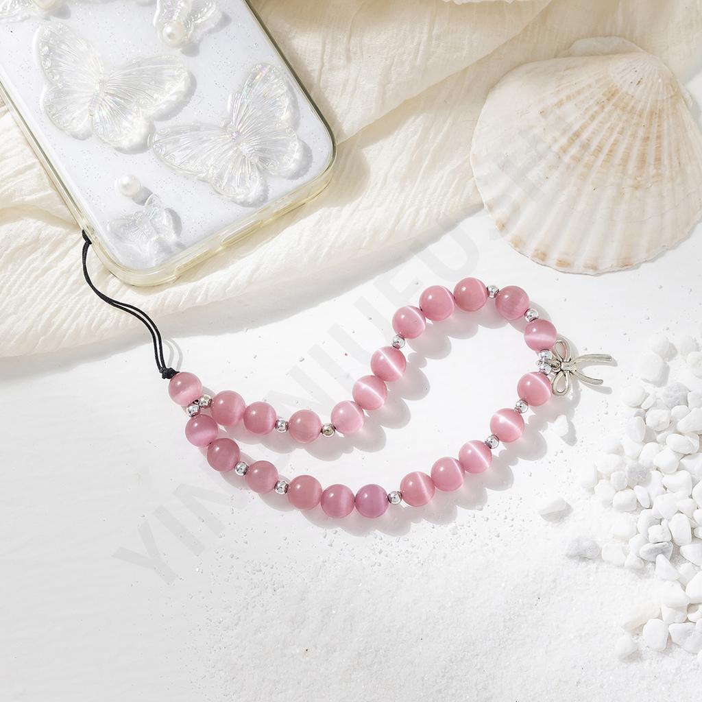 Girl's Heart High-end Bow Short Mobile Phone Chain Colored Beaded Fashion Mobile Phone Pendant Mobile Phone Pendant