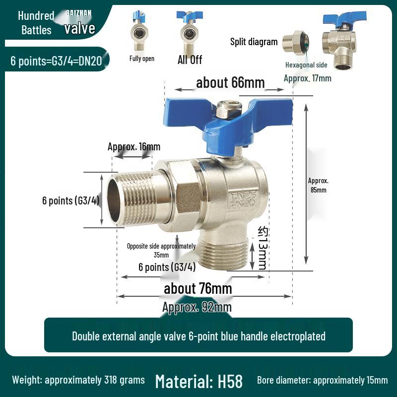 All-Copper Valve Manifold: Three-Way Union, Male/Female Thread Ball Valve for Underfloor Heating and Wall-Hung Boilers