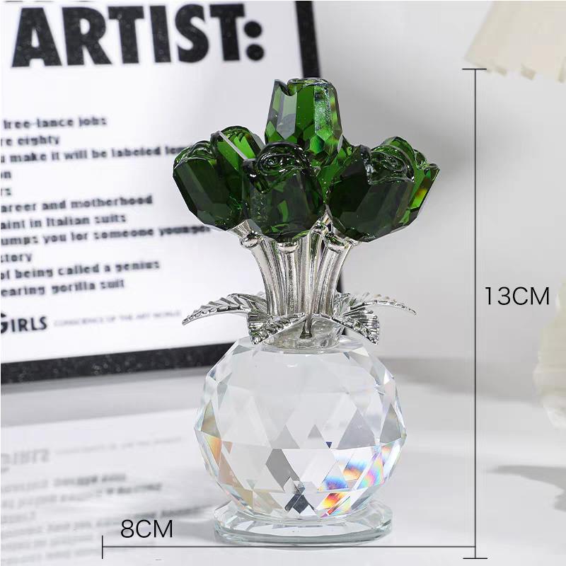 Crystal Flowers Colorful Rose Romantic Love Home Decor Flower Collectible Figurines Crystal Statue for Wife Mom Women Mothers