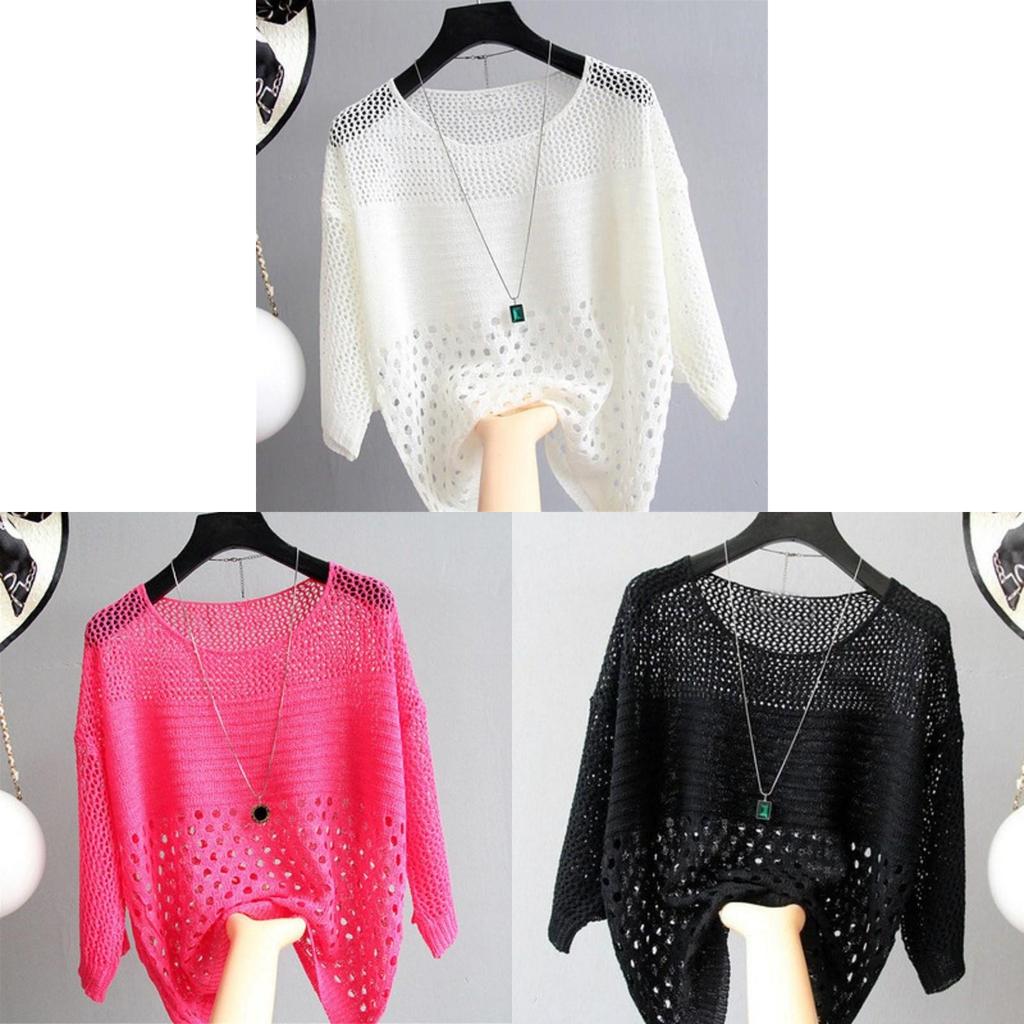 Summer Knit Sweater With Hollow Out Design For Casual Womens Wear