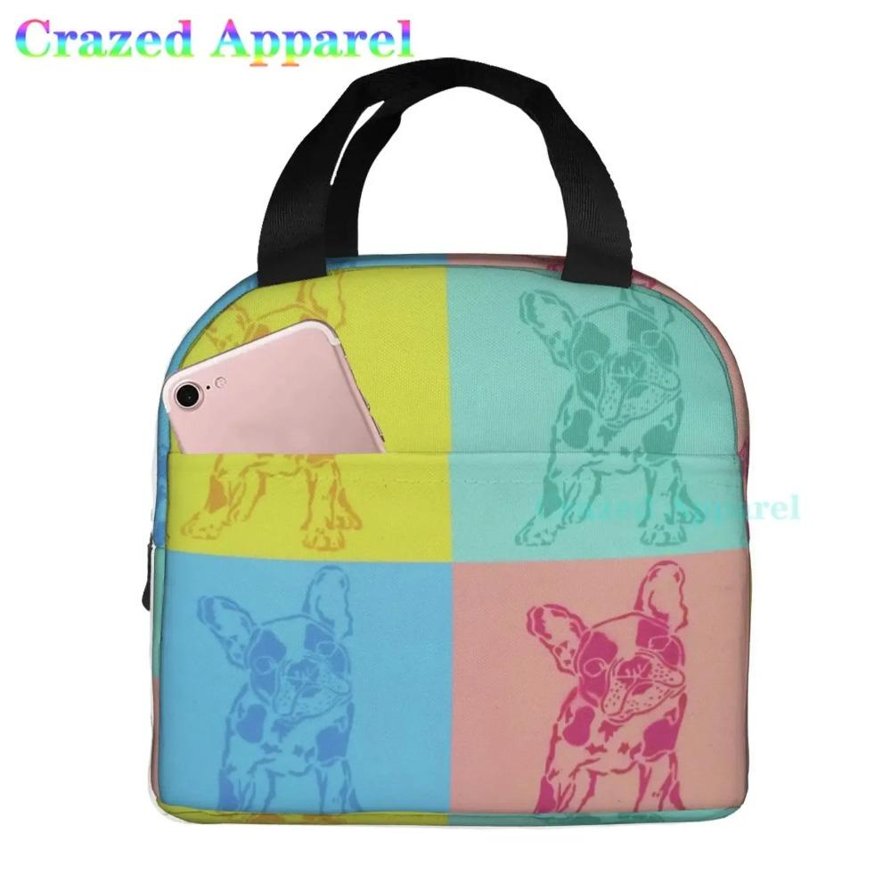 French Bulldog Cute Dog Insulated Lunch Bag Portable Thermal Cooler Box Reusable Picnic Tote Bento Bag for Men Women Kids