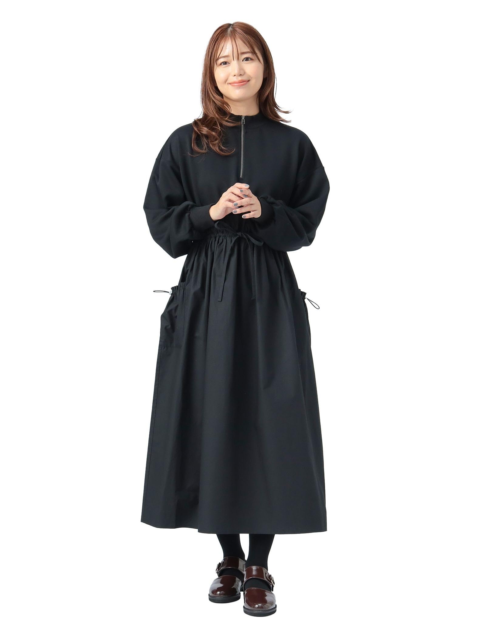 

Beams Heart Women s Mixed Material Half Zip Dress, Black, One Size