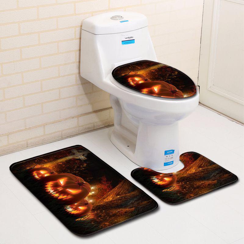 Halloween Bathroom Toilet Three-Piece Floor Mat Doormat Bathroom Carpet