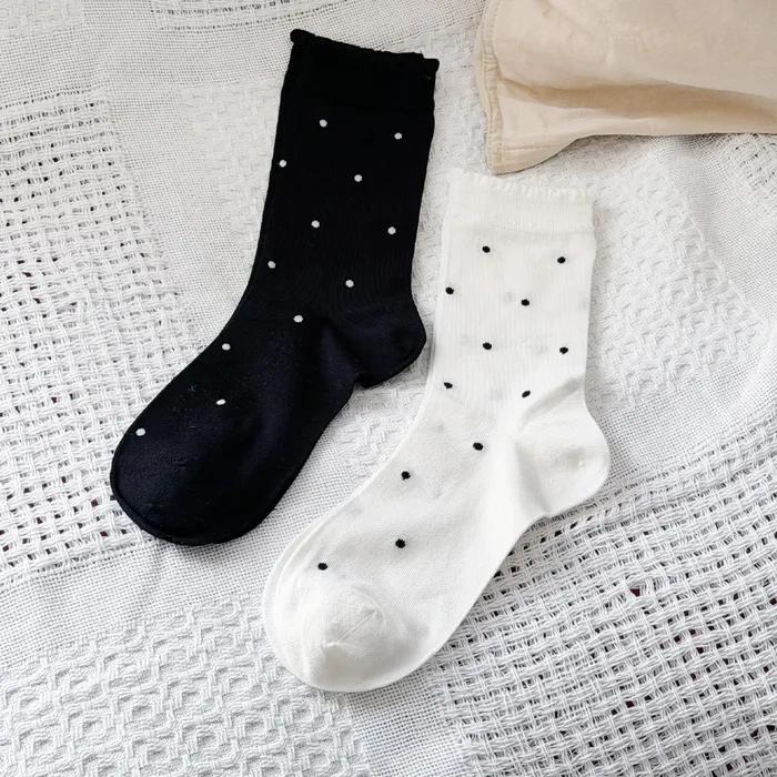 [2SET/26SS] Pop Pop Ruffle Dot Crew Socks 2 colors